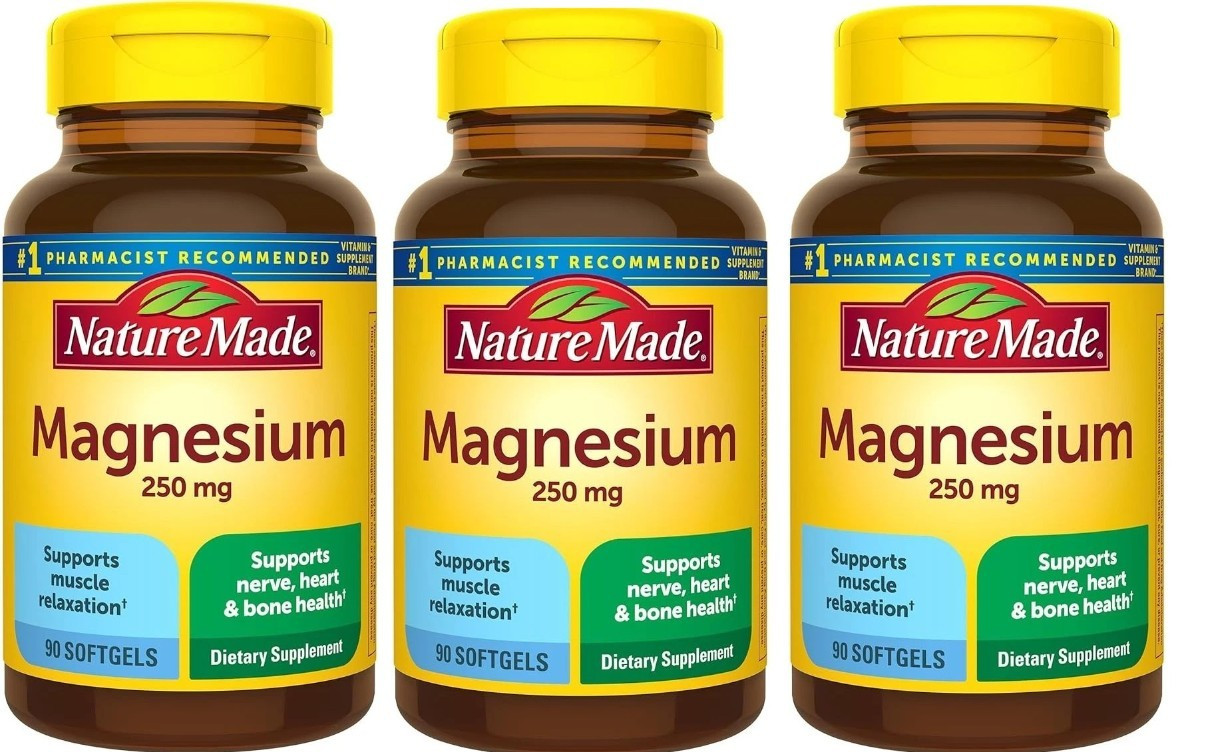 3 Pack Nature Made Magnesium, Helps Nerve & Muscle Function, 250 mg Exp 09/26+