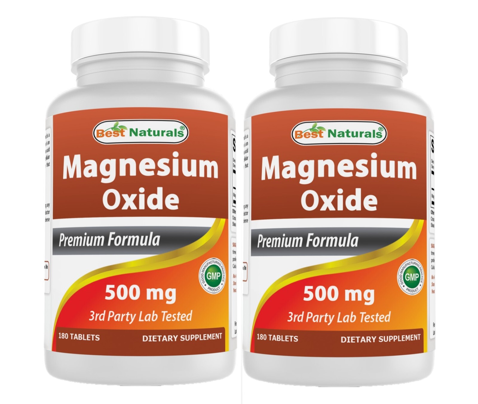 2 Pack Best Naturals Magnesium Oxide 500 mg 180 Tablets