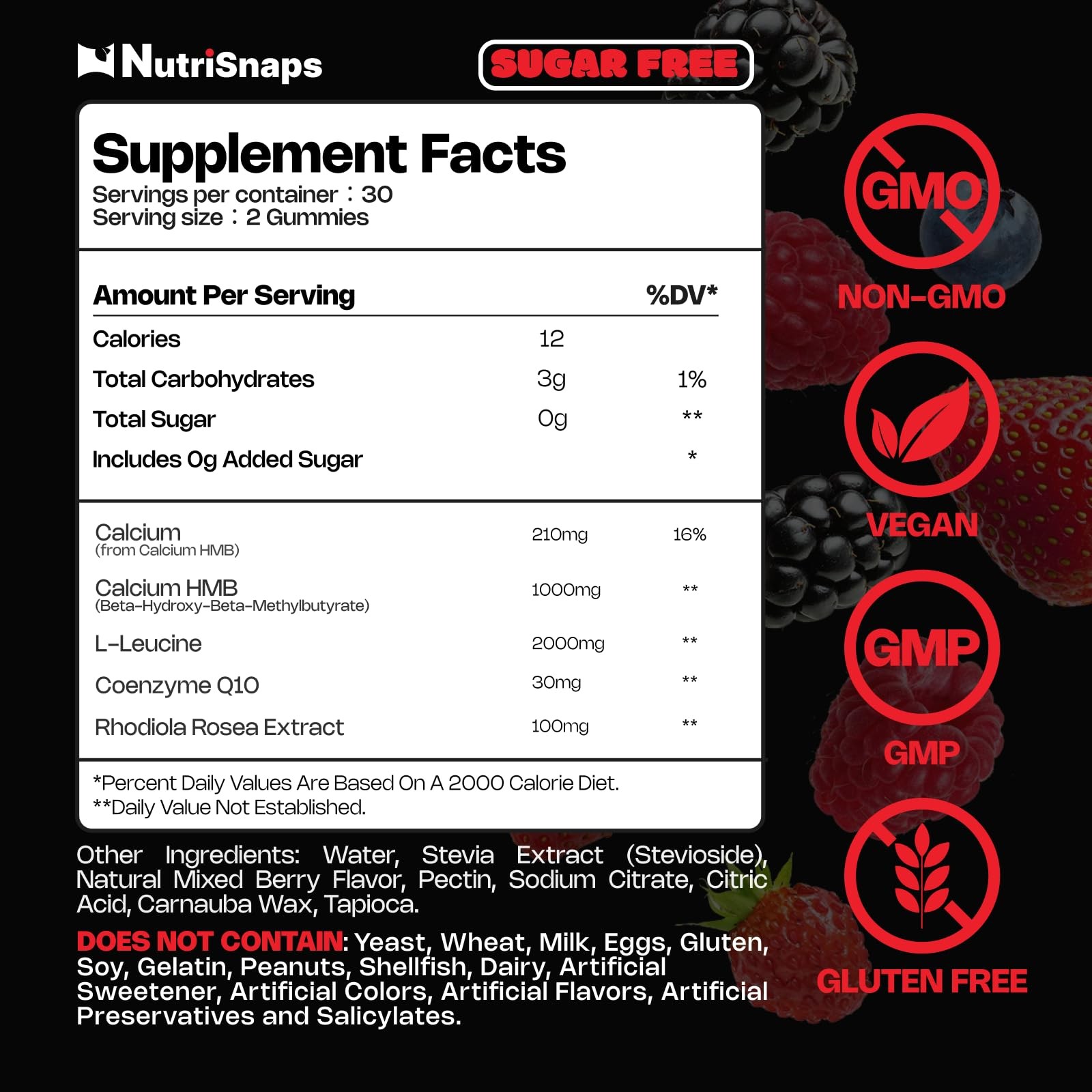 Sugar Free HMB and Leucine Gummies, 1 Count (Pack of 60)