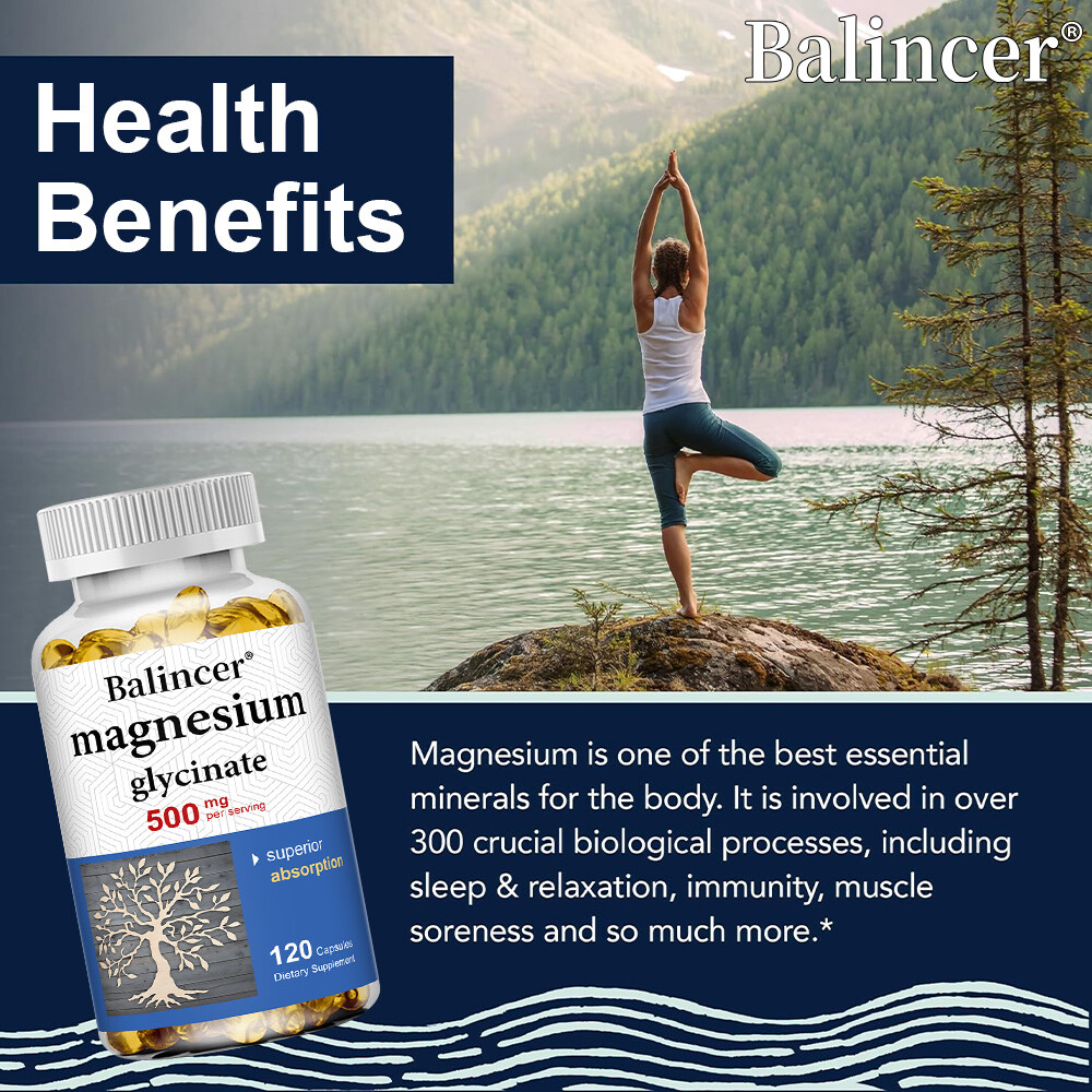 Magnesium Glycinate Capsules500mg-Promotes bone and muscle health, sleep support