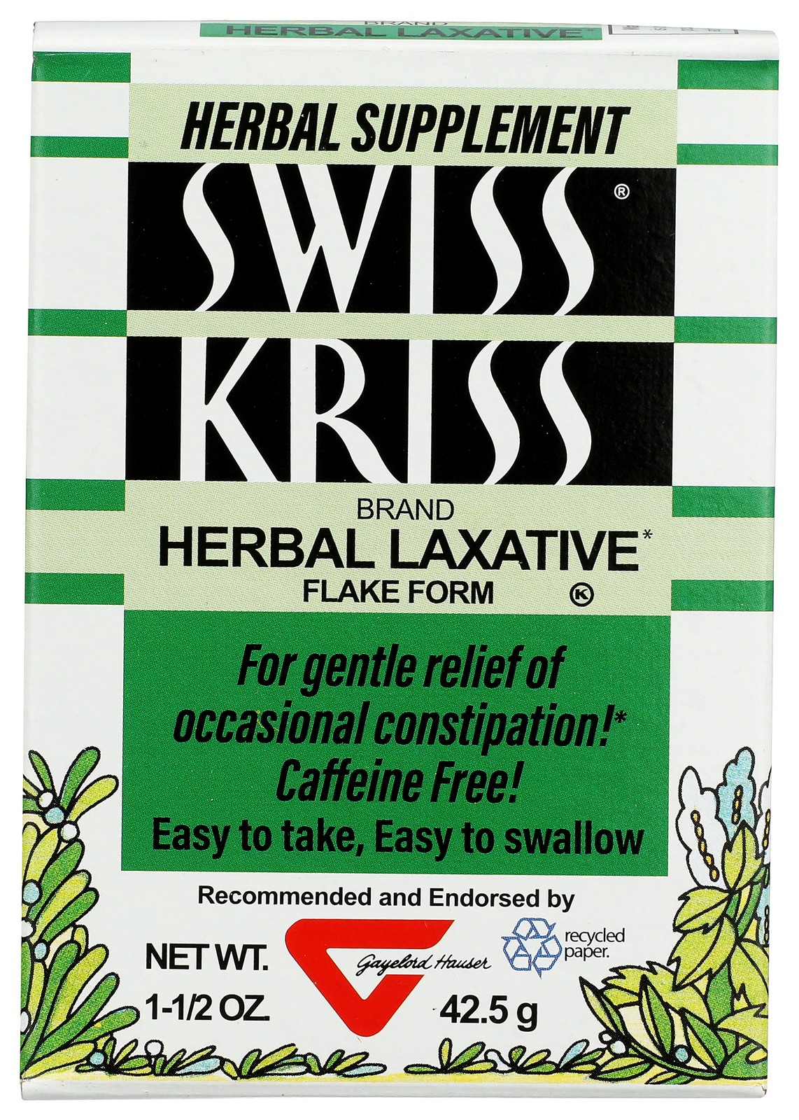 Swiss Kriss Herbal Laxative Flake Form 1.5 Oz 3 Pack