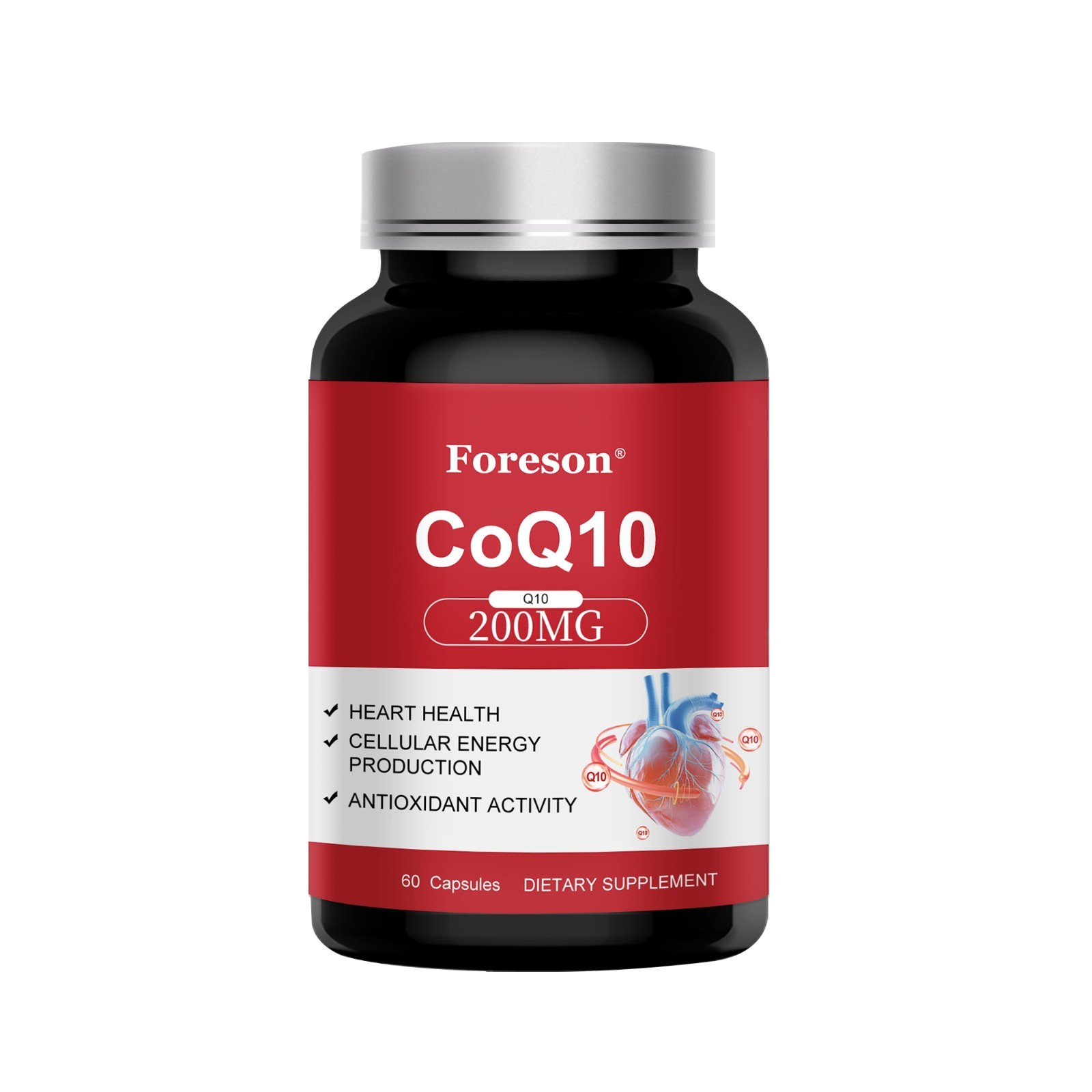 Foreson Coenzyme Q10 Capsules Heart Health Antioxidant Energy Support Supplement