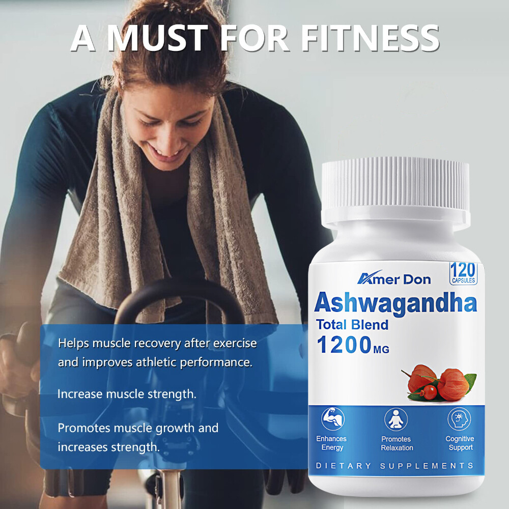 Ashwagandha Root Powder Extract Withania Somnifera 1200mg 120Caps Anxiety Relief