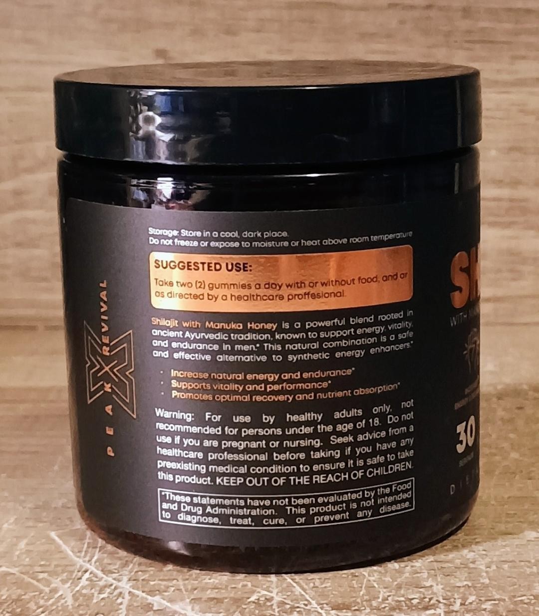 NEW Peak Revival Shilajit Gummies 100mg Mixed Berry 60ct Manuka Honey Energy