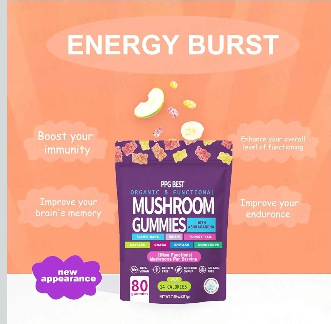 Functional Mushroom Gummies Blend Ashwagandha Reishi Maitake Chaga Cordyceps…