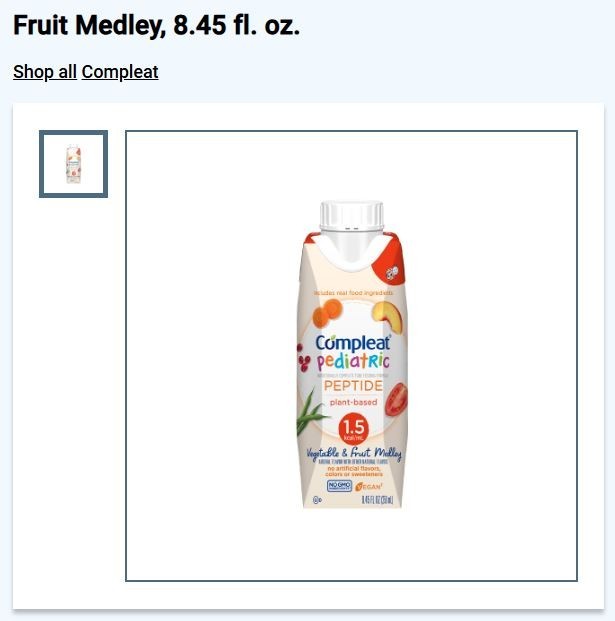 NEW! COMPLEAT PEDIATRIC ORIGINAL 1.5 FRUIT MEDLEY 24 X 250 ML CARTON