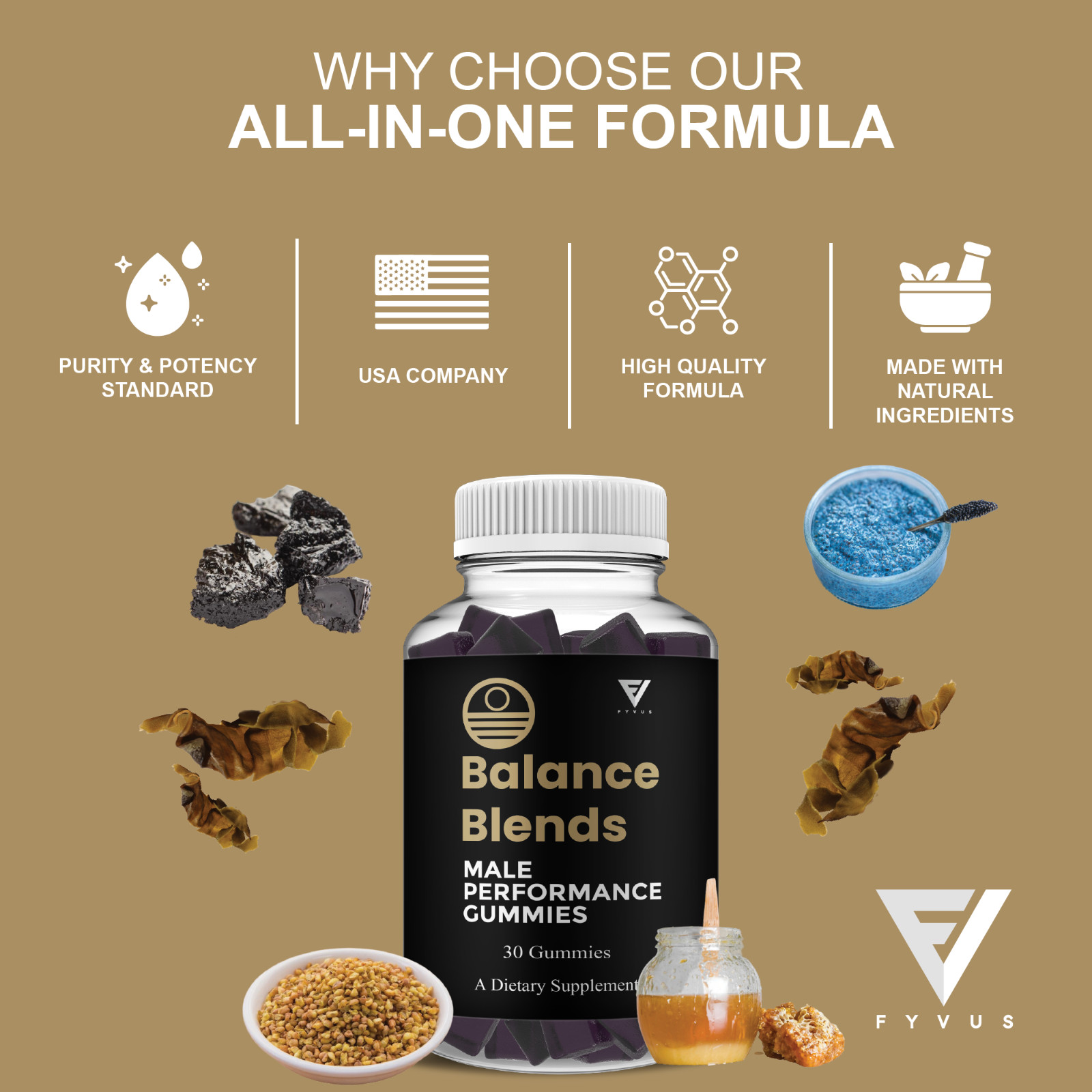 (3 Pack) Balance Blends Male Performance Gummies, BalanceBlends (90 Gummies)