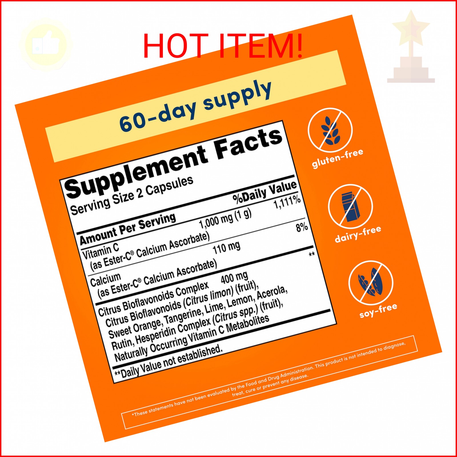 American Health Ester-C with Citrus Bioflavonoids Capsules – Gentle On Stomach,