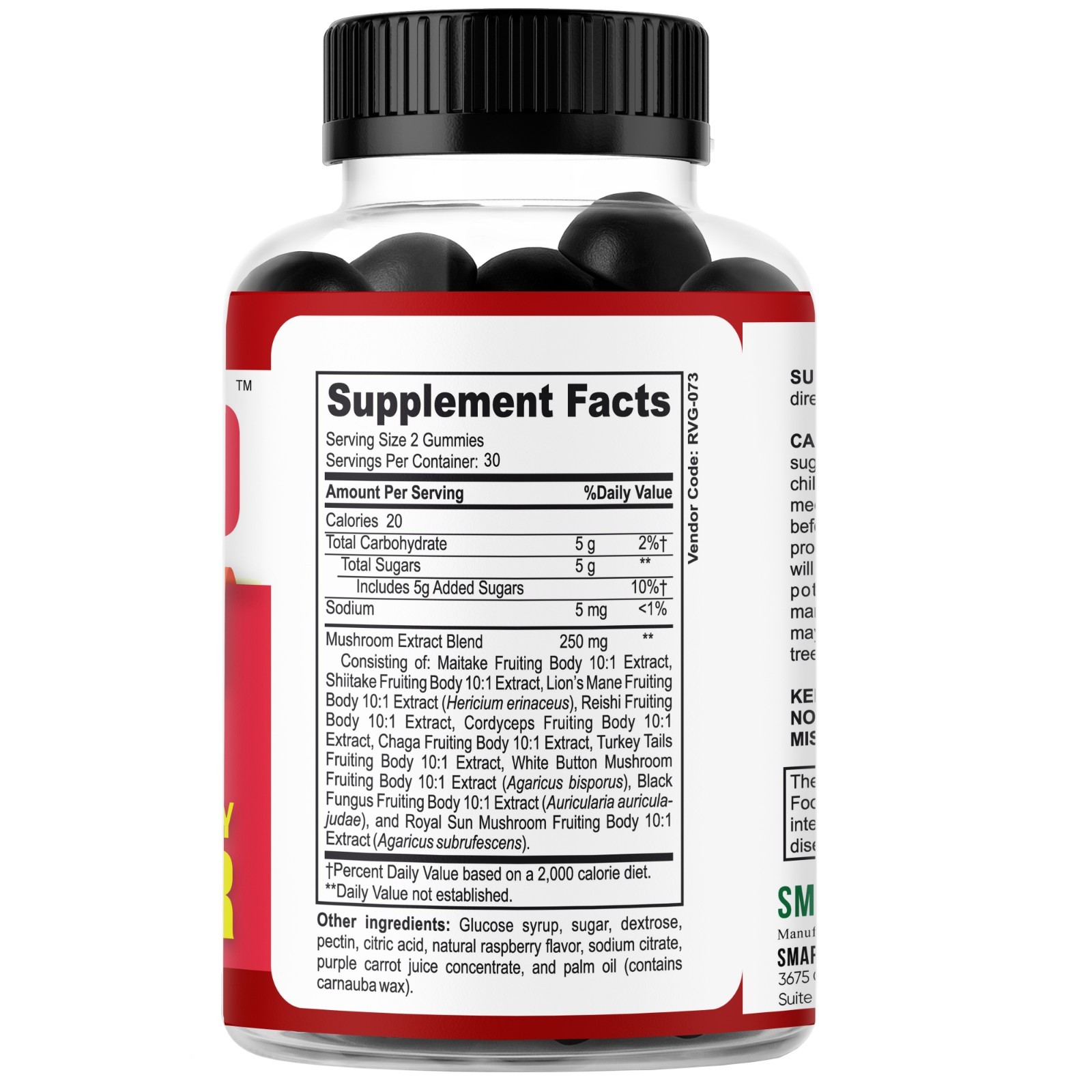 Ease-Mind Mushroom Gummies Lions Mane Reishi Cordyceps Focus Support 60ct