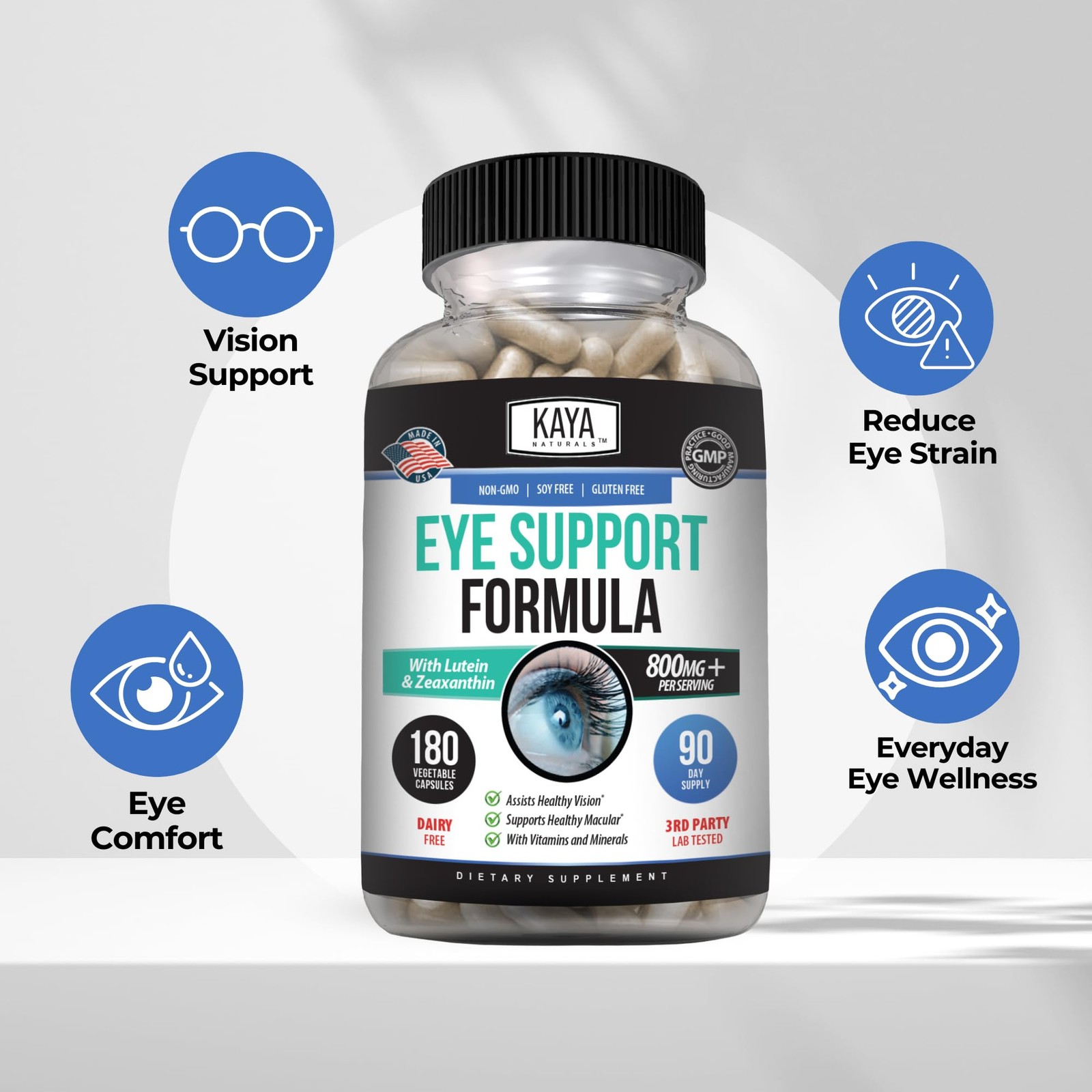 Kaya Naturals Eye Health Supplement – Lutein & 180 Count (Pack of 1)