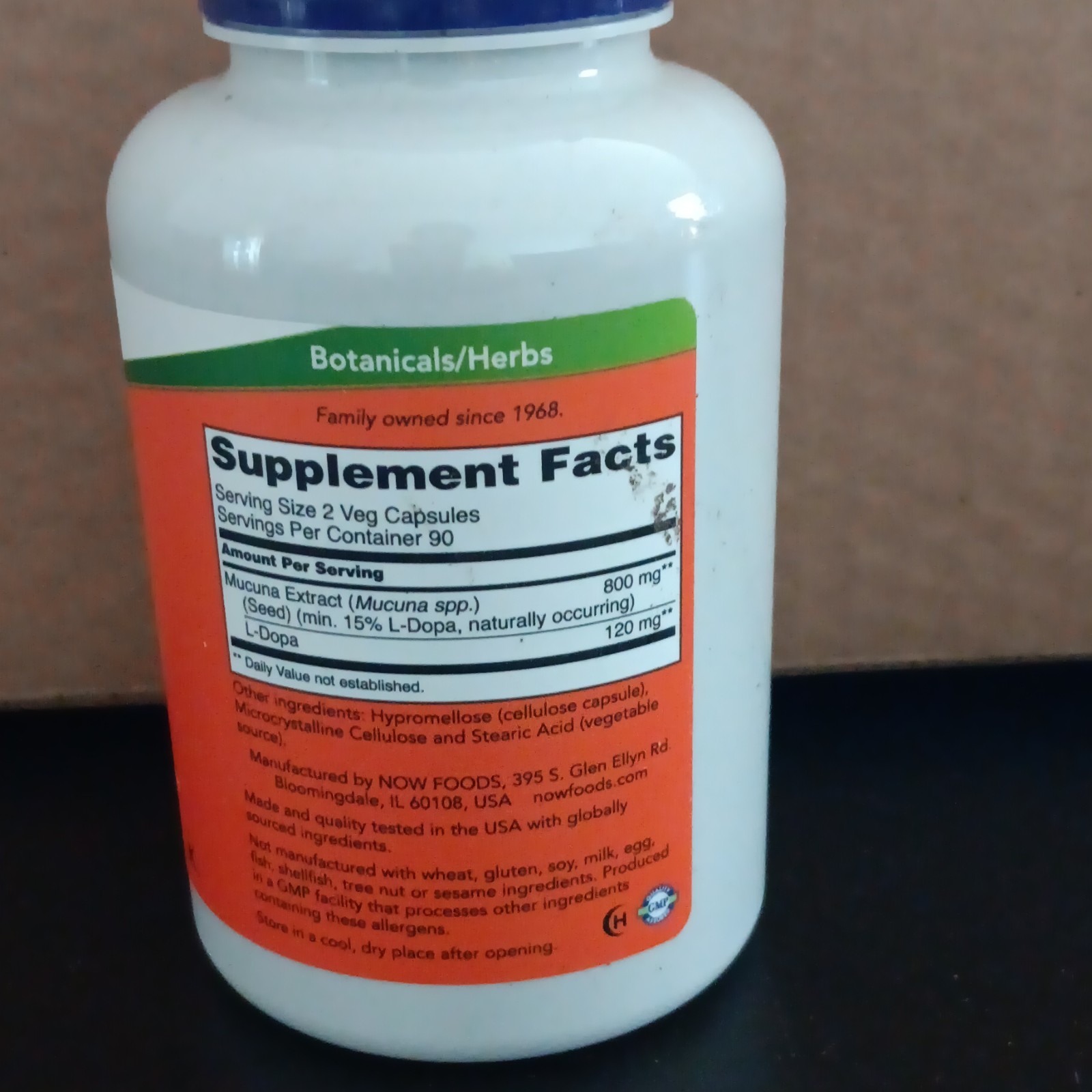 NOW Dopa Mucuna Brain Support 800mg 180 Veg Capsules Vegan Non-GMO