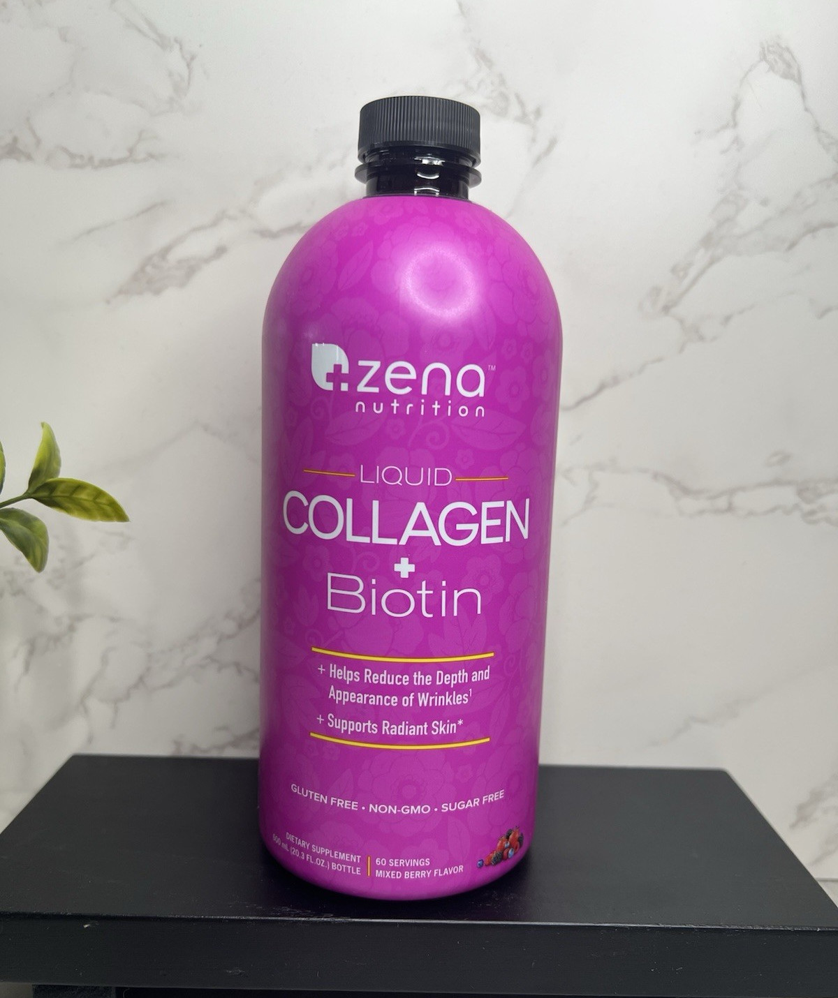 Zena Nutrition Liquid Collagen + Biotin Mixed Berry 20.3 fl oz Exp 05/2027