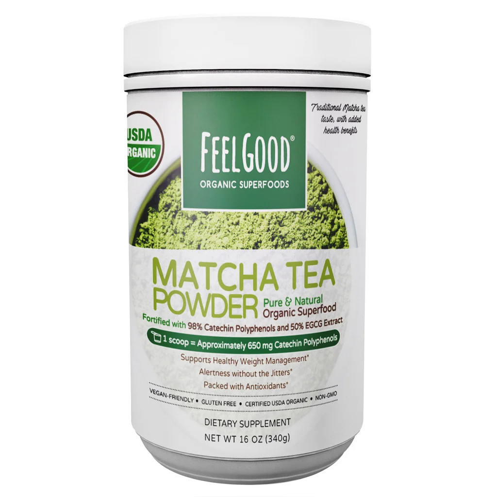 Feel Good USDA Organic Matcha Powder – 16 Oz, 151 Servings, Green Tea Extract