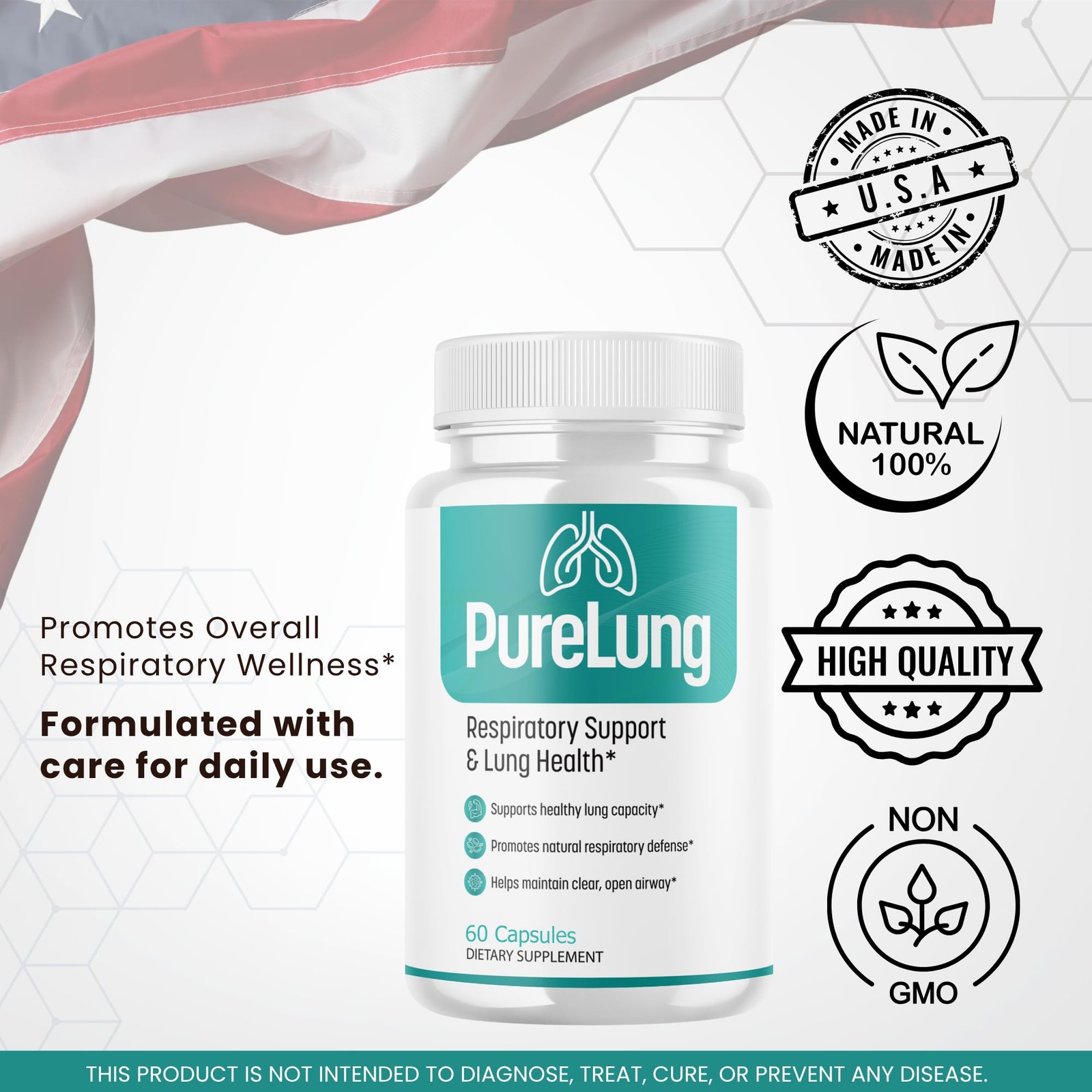 Valdivia PureLung 300 Capsules 5 Pack Daily Wellness Supplement Made in USA