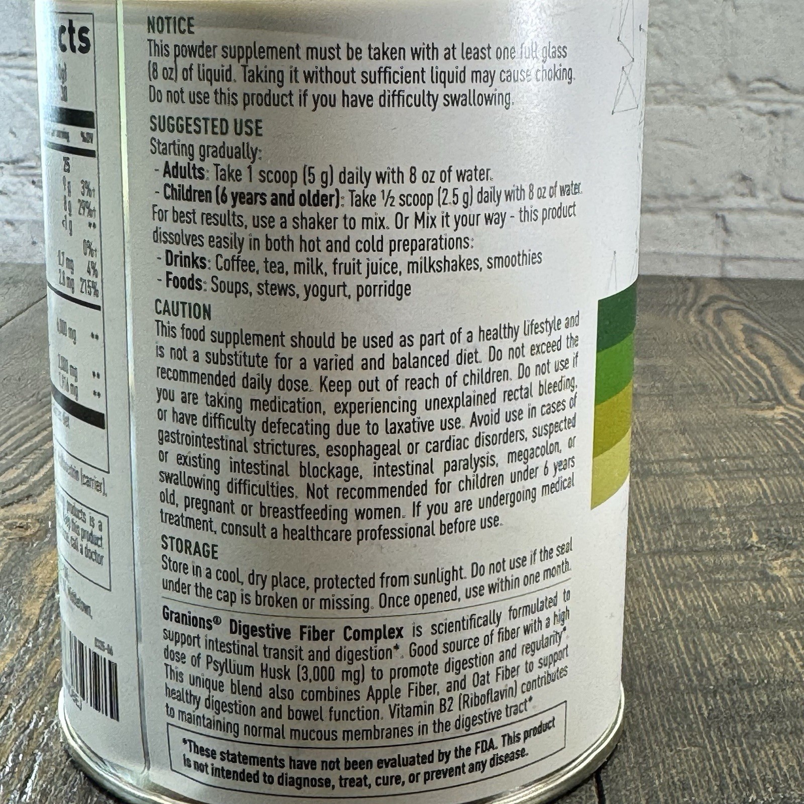 Granions Digestive Fiber Complex Powder – Psyllium Apple Oat – Unflavored 60 ser