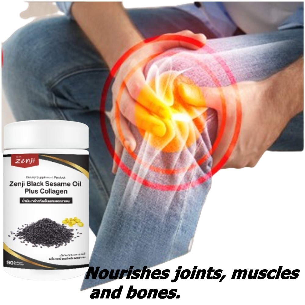 6X Zenji Black Sesame Oil Plus Collagen Tripeptide 500 mg Dietary Supplement 90