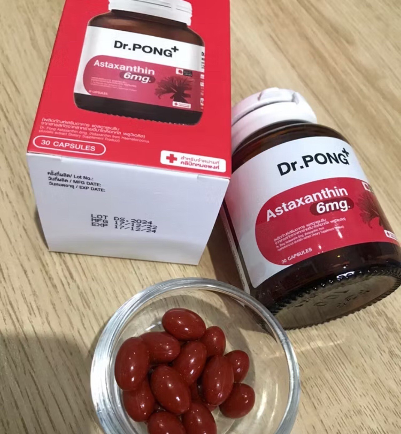 Dr.Pong Natural Astaxanthin 6mg AstaREAL Japan Anti-Aging Supplement Skin Health