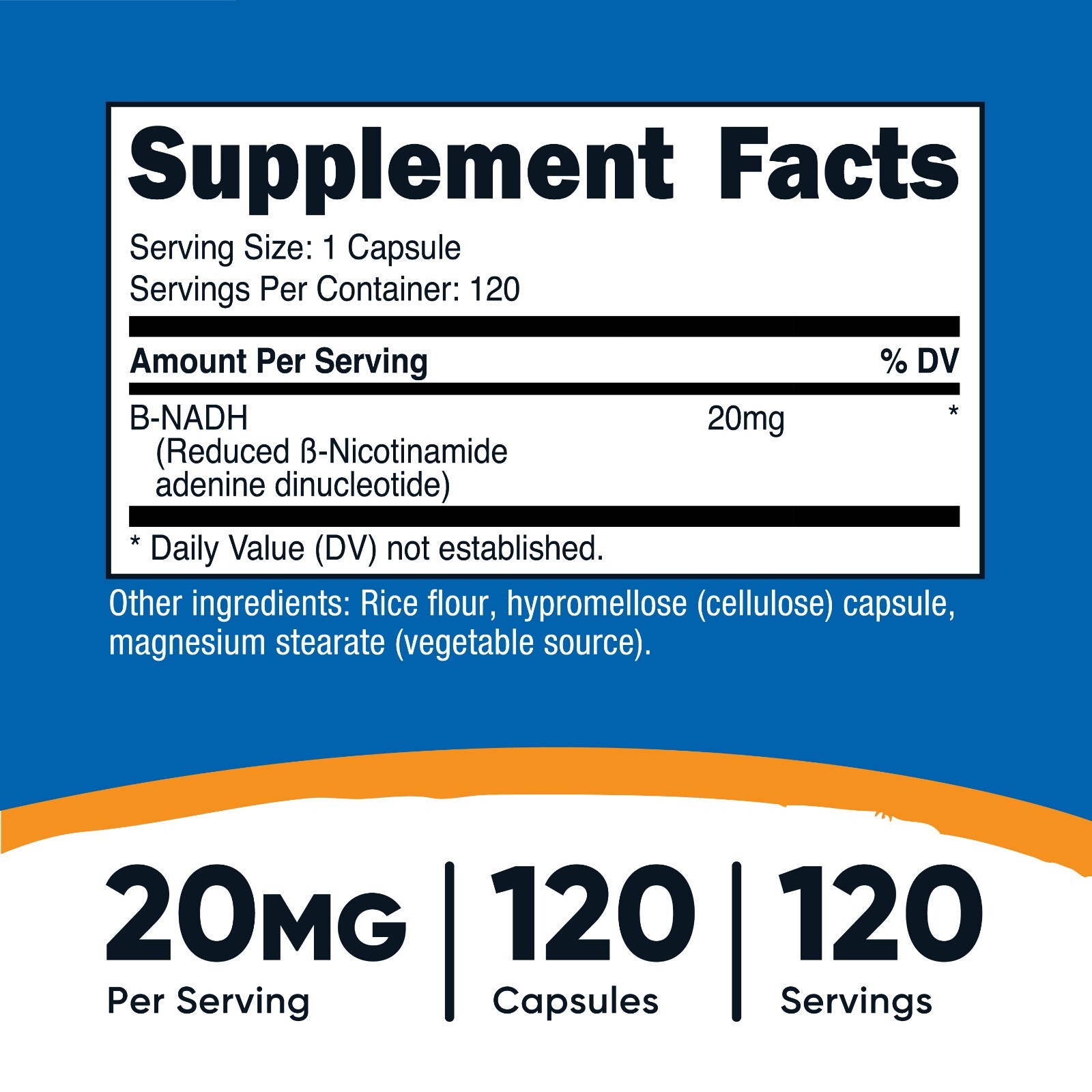 Nutricost NADH Supplement (20mg) 120 Capsules