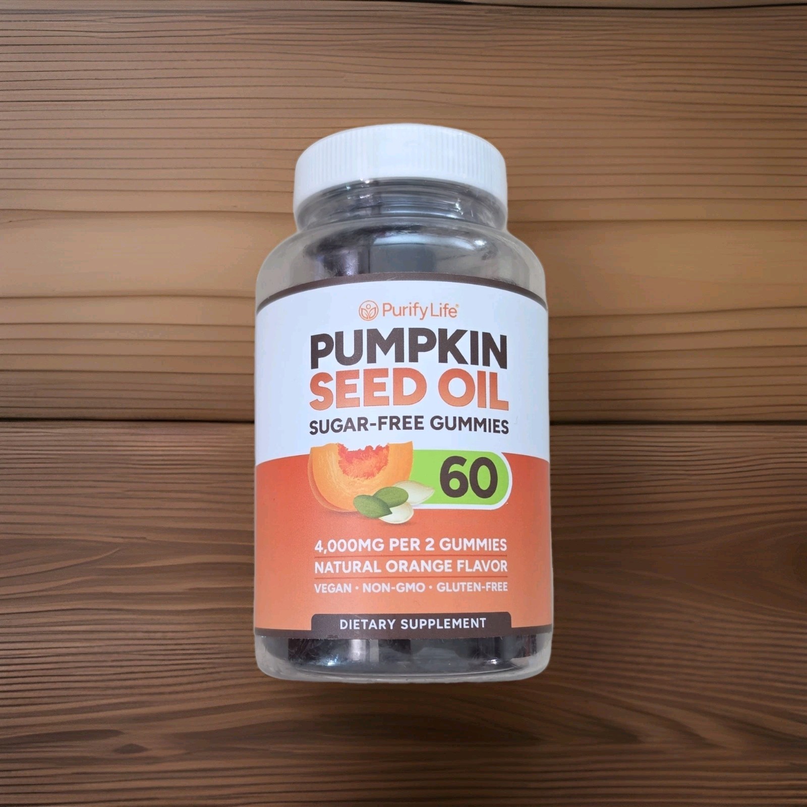 Pumpkin Seed Oil Sugar-Free Vegan 60 Gummies by Purify Life Exp 08/2027