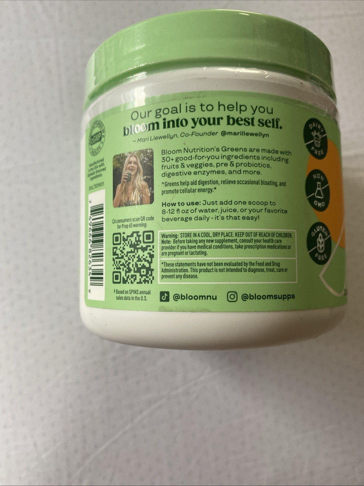 Bloom Greens Superfood Powder Mango 30 Servings Digestion Bloat Relief