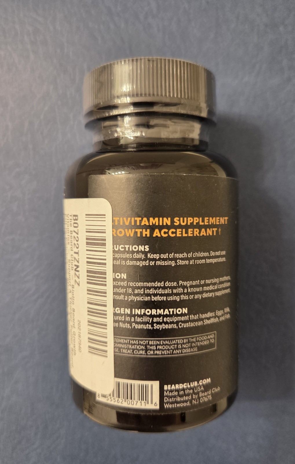 Beard Club Beard Growth Vitamins Vanilla Flavored 60 Capsules Easy to Swallow
