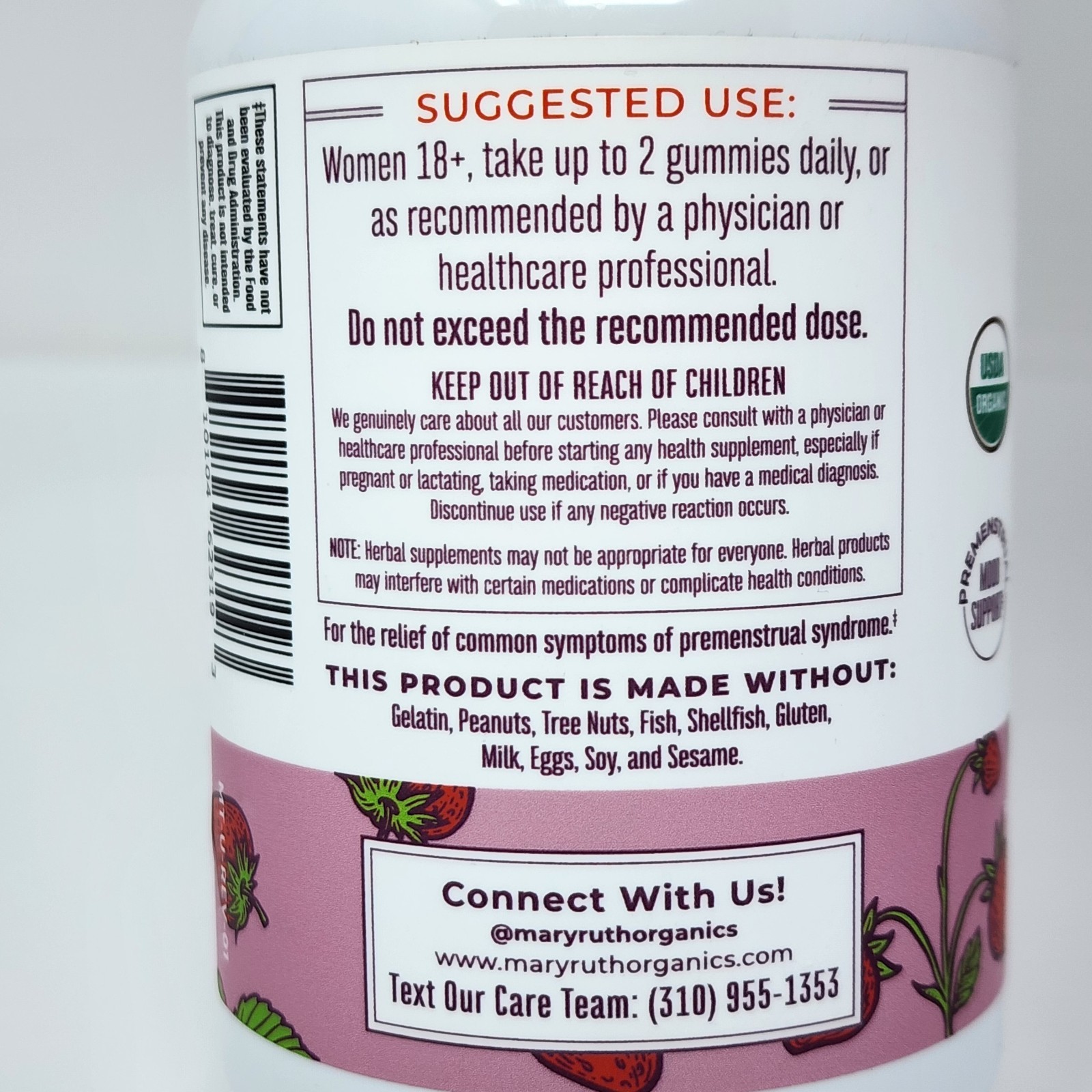 Mary Ruth’s Organic Menstrual Support Gummies Strawberry, 60 Gummies Exp 12/2026