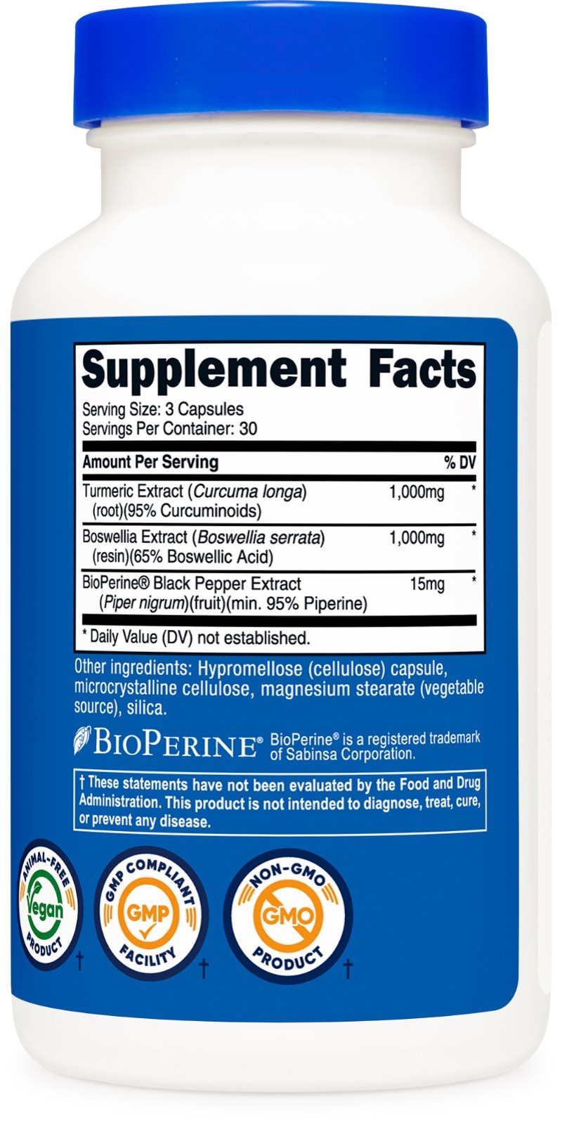 Nutricost Turmeric + Boswellia Supplement (2000mg) 90 Capsules – with BioPerine®