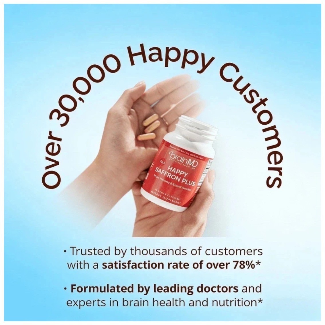 BrainMD Happy Saffron Plus 90 Vegan Capsules Mood Memory Function Supplement