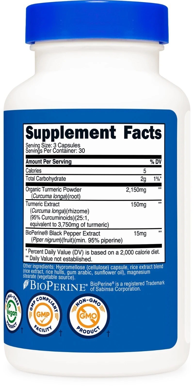 Nutricost Turmeric with BioPerine (2,300mg) 90 Capsules – 95% Curcuminoids