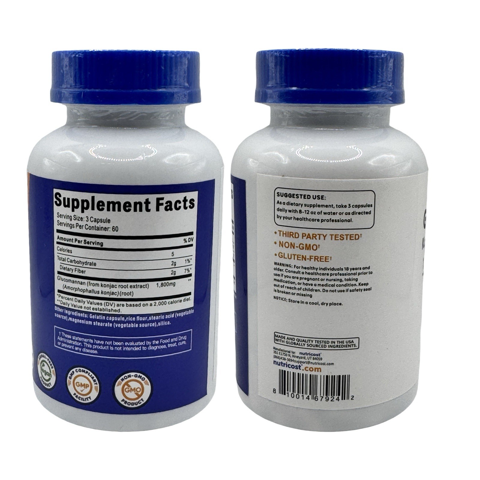 Nutricost Glucomannan 1,800mg Per Serving – 180 Capsules | Non-GMO, Vegan