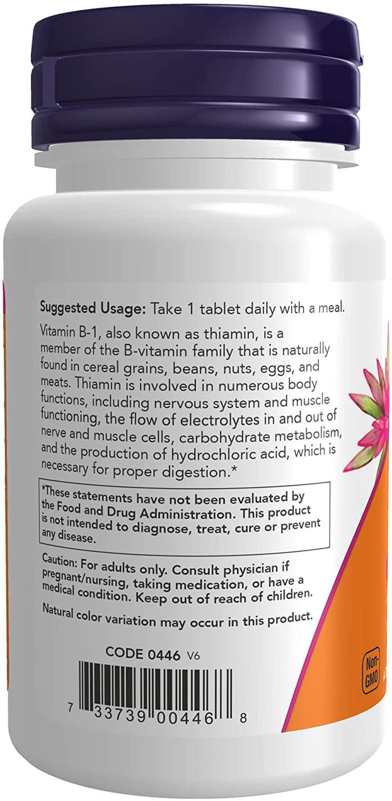 NOW Vitamin B1 Thiamin 100 mg Energy Production Nervous System Health 100 Tablet