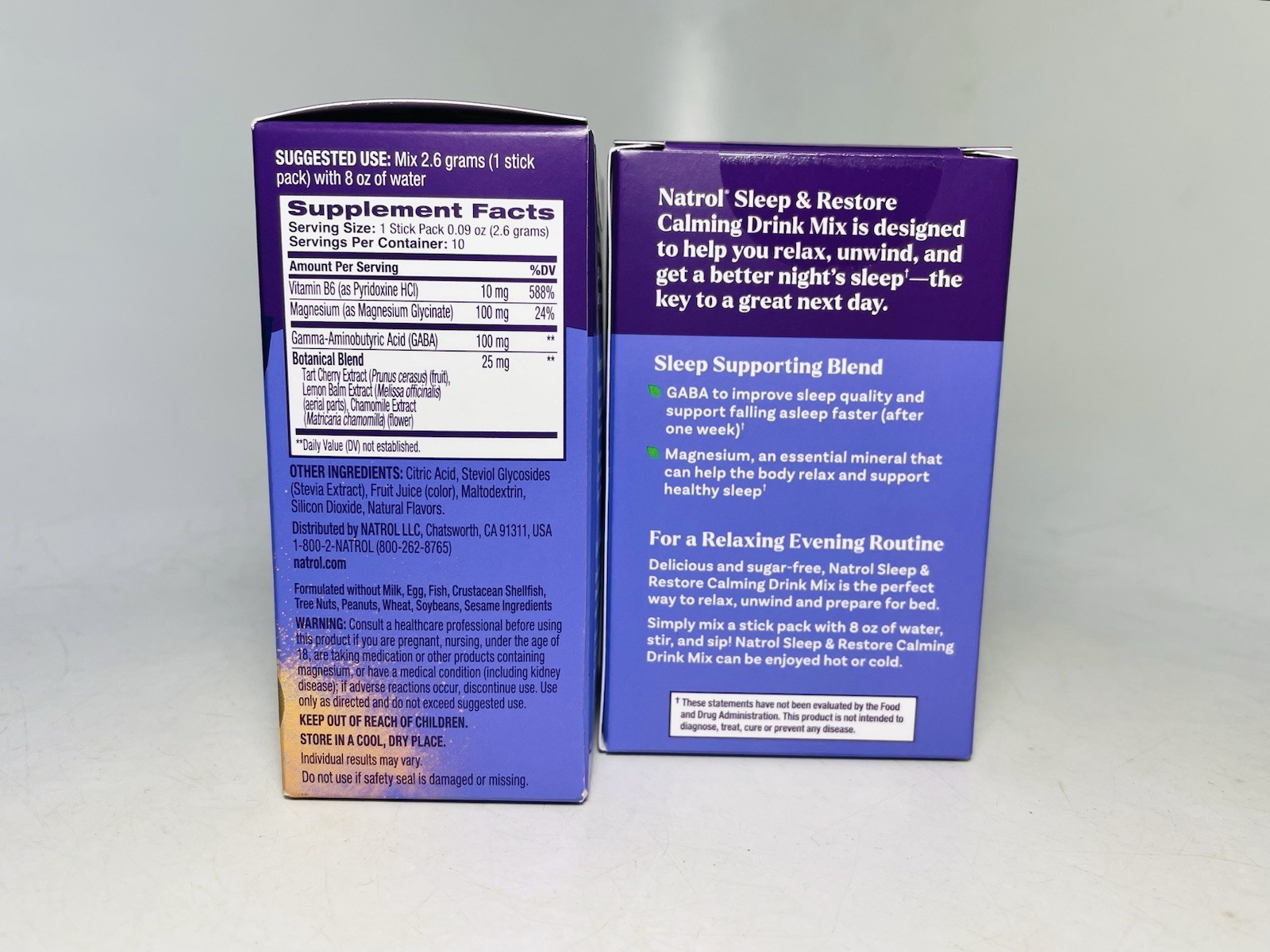NATROL Sleep & Restore, Calming Drink Mix Melatonin Free Lemon Chamomile Flavor