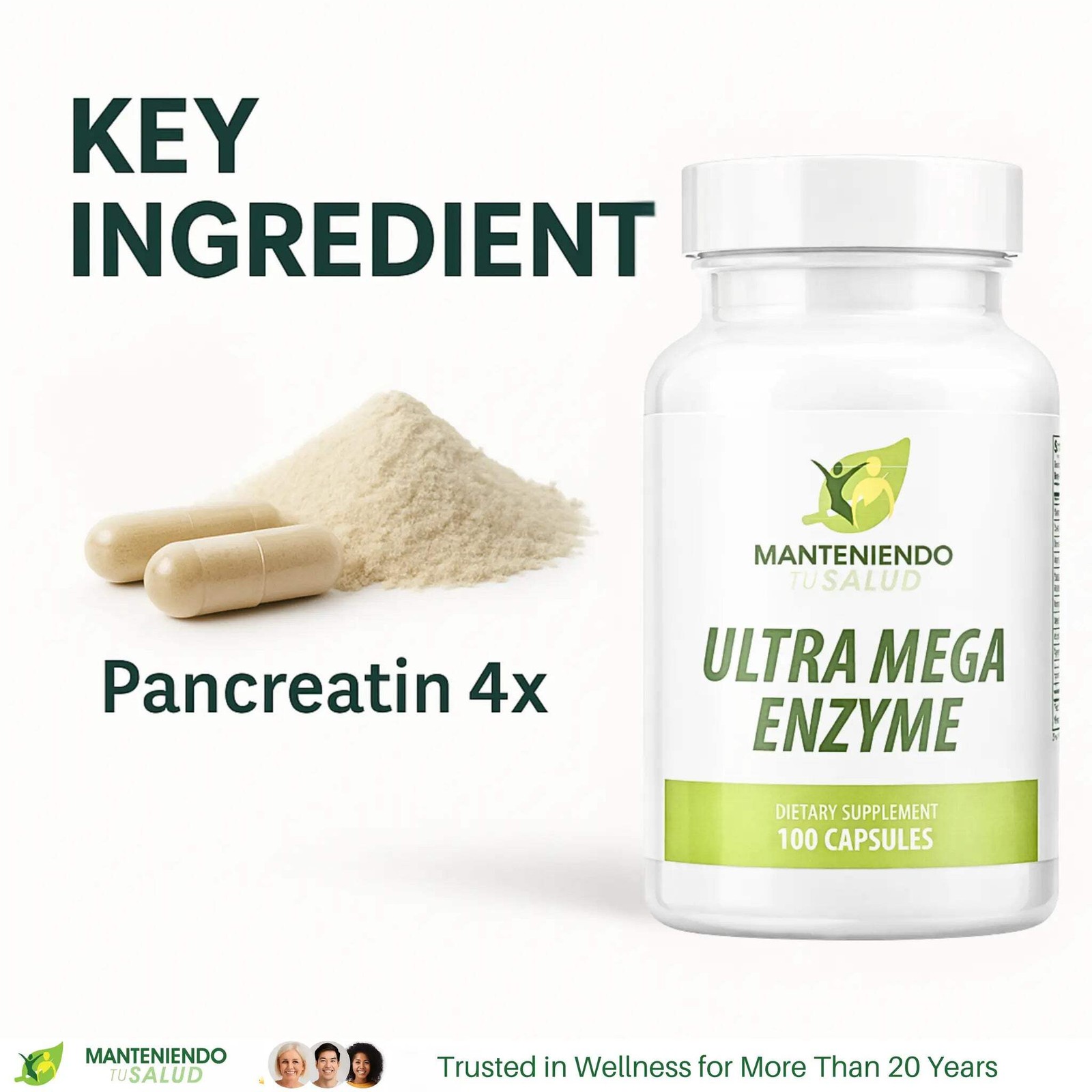 Manteniendo Tu Salud Ultra Mega Enzyme, Digest Support, 100 Capsules