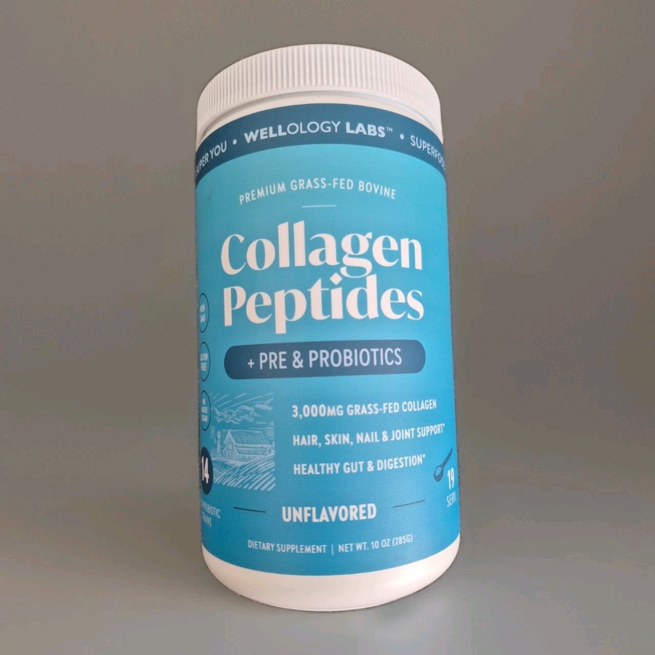 Wellology Labs Collagen Peptides Powder with Pre & Probiotics Unflavored 10 oz