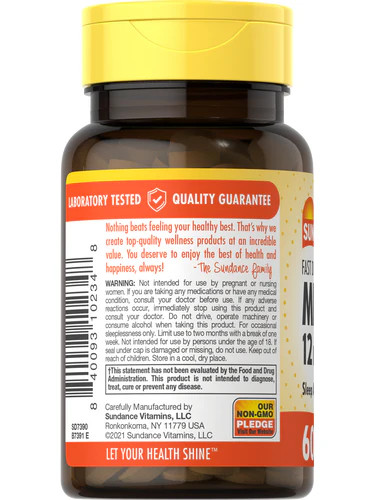 Sundance Max Melatonin 12 mg Tablets Natural Berry Flavor 60 Count