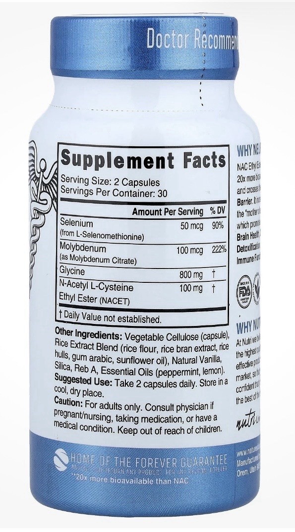 NEURO-NAC™, Glycine & NAC Ethyl Ester, 60 Vegan Cap FREE FAST SHIPPING
