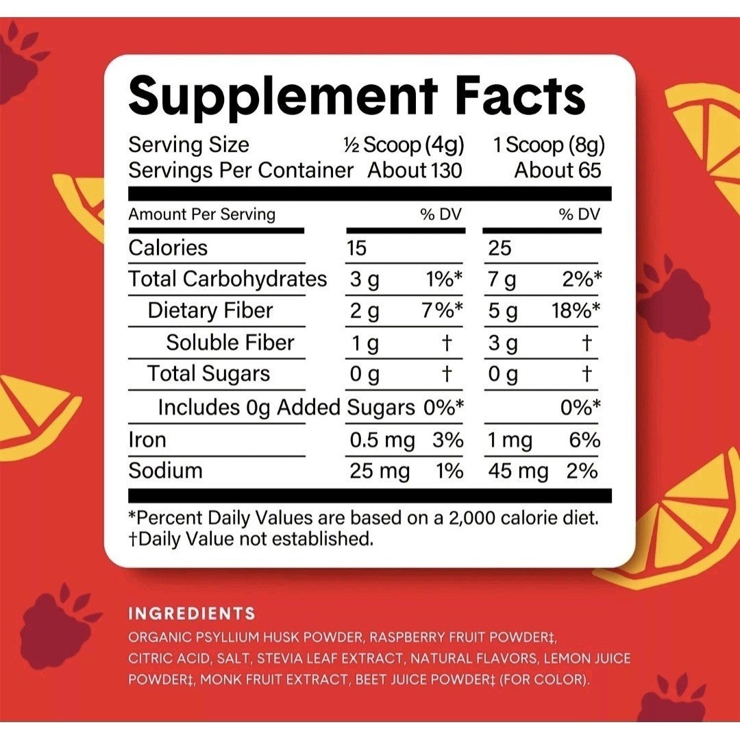 Bellway Super Fiber Fruit, Organic Psyllium Husk Fiber Powder Supplement 2.25lbs