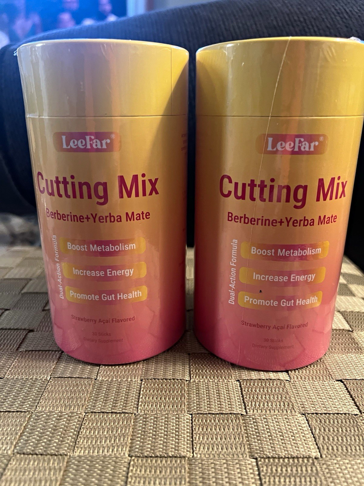 2 LeeFar Cutting Mix Berberine + Yerba Mate Strawberry Acai 30 Sticks Vegan
