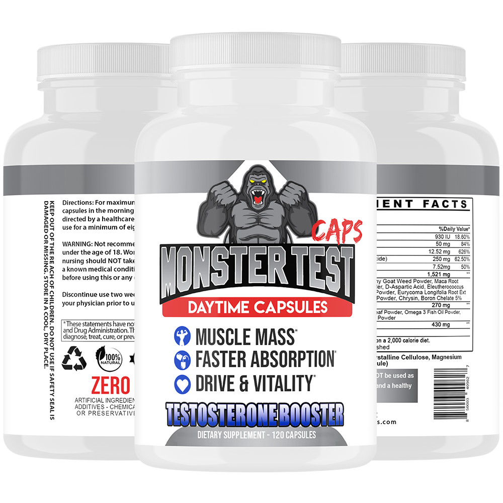 #1 Test Booster Monster Test Caps Male Drive Men’s Capsule Pills 120ct, 2pk