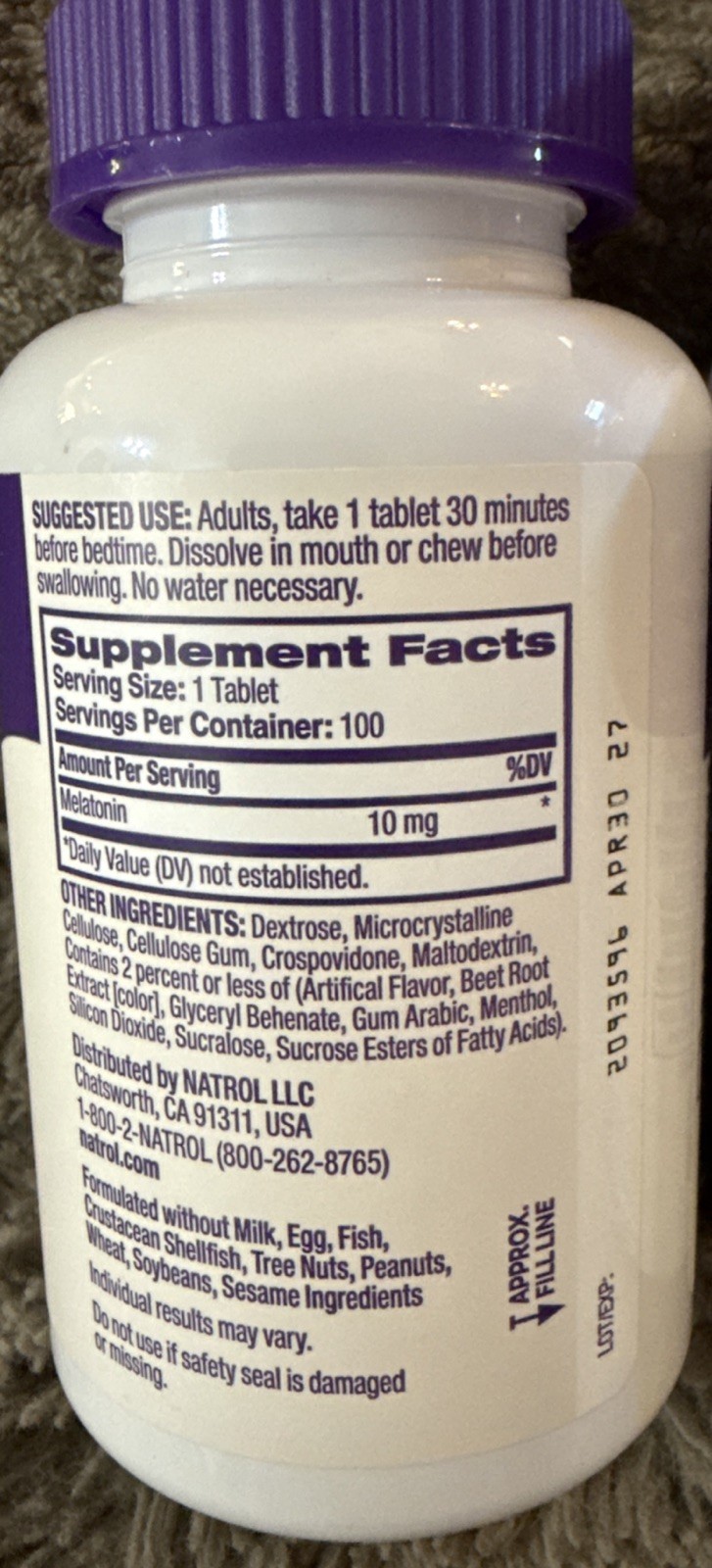 2PK Natrol Melatonin 10 MG ~ 100 Tablets Each ~ EXP 8/27 ~ Strawberry Flavor