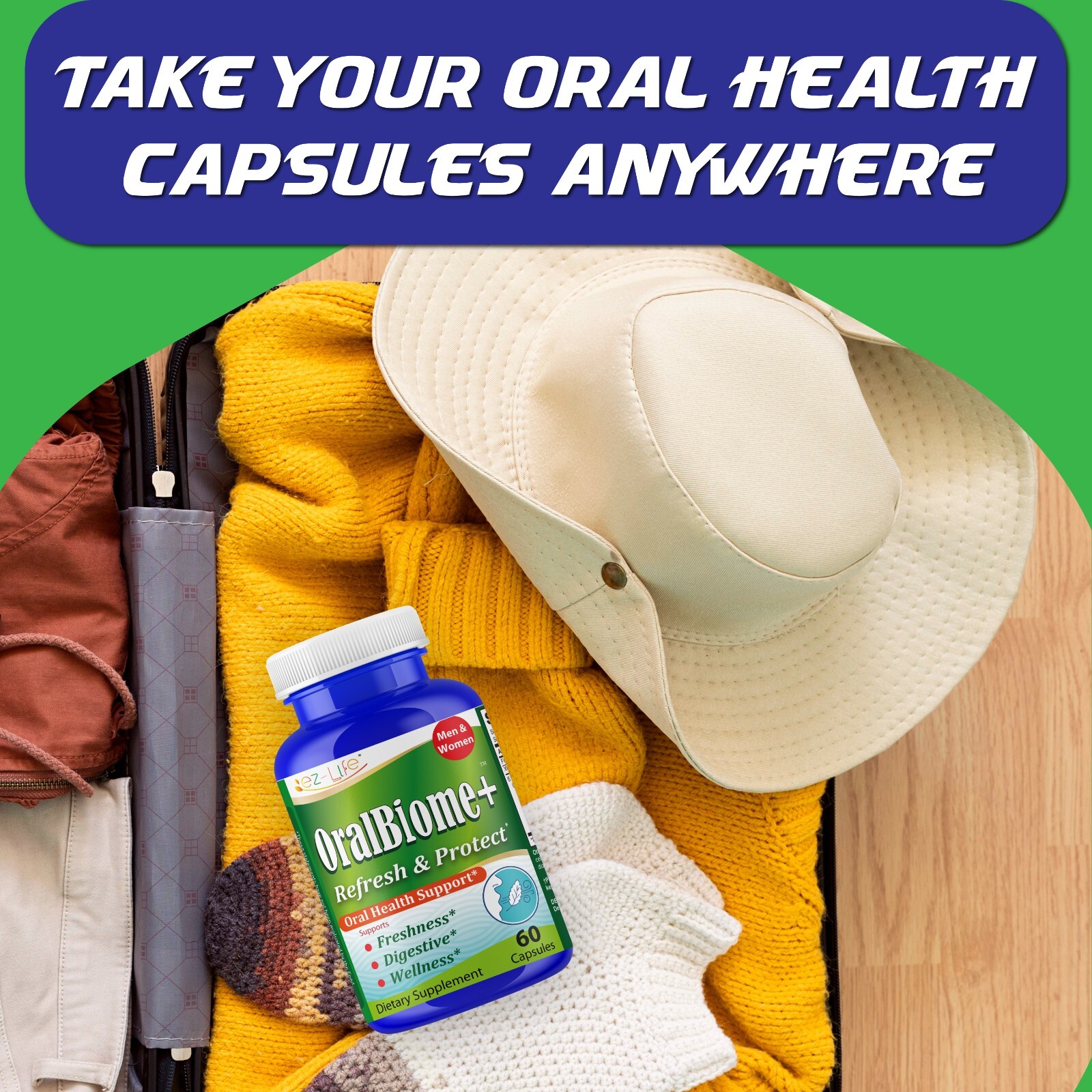 Oral Probiotics for Mouth Bad Breath for Adults-Fresh Breath 60 Capsules