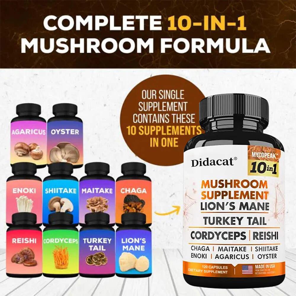Mushroom Complex 11500mg w/ Lions Mane Turkey Tail Cordyceps Reishi Chaga