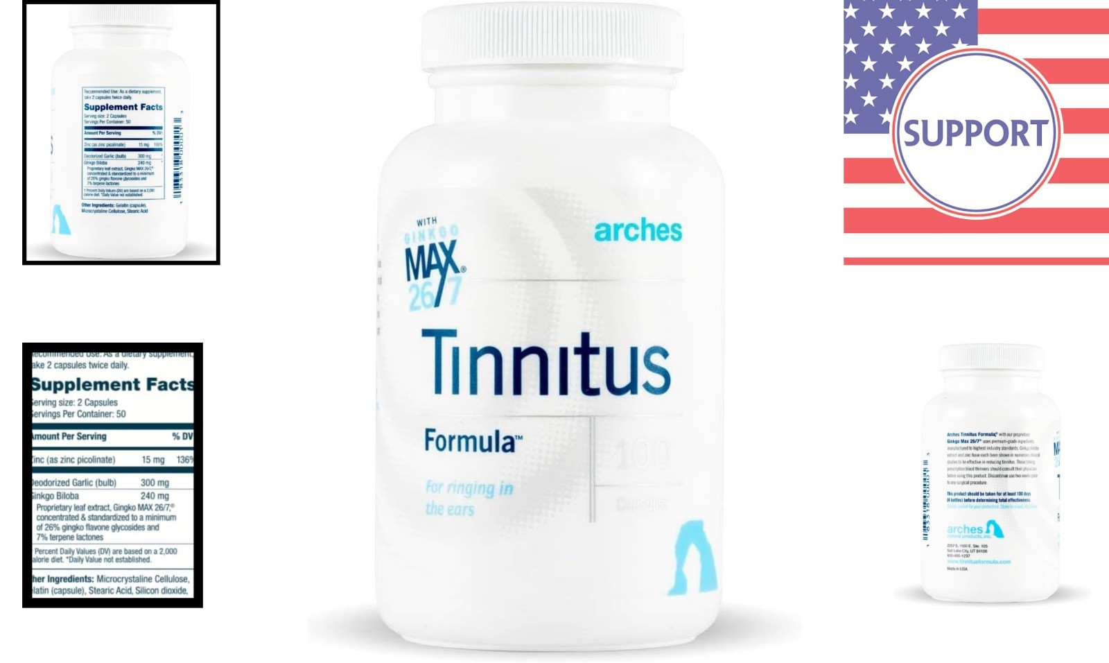 Arches Tinnitus Formula with Ginkgo Max 26/7 – Natural Relief in 60 Capsules