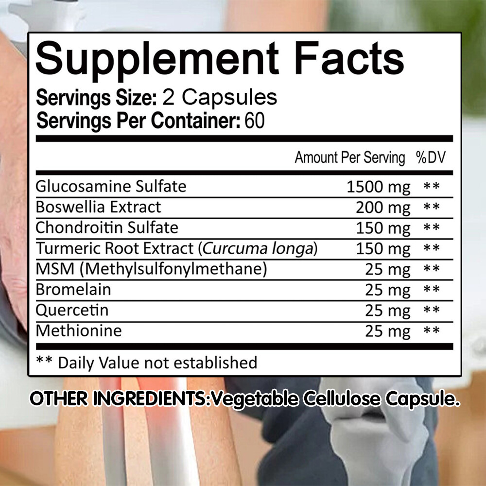 Glucosamine Chondroitin Msm Turmeric Capsules Healthy Bones Joints Support