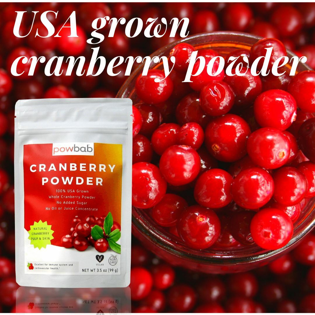 powbab Cranberry Powder from 100% USA Grown Organic Dried Cranberries (3.5 oz)