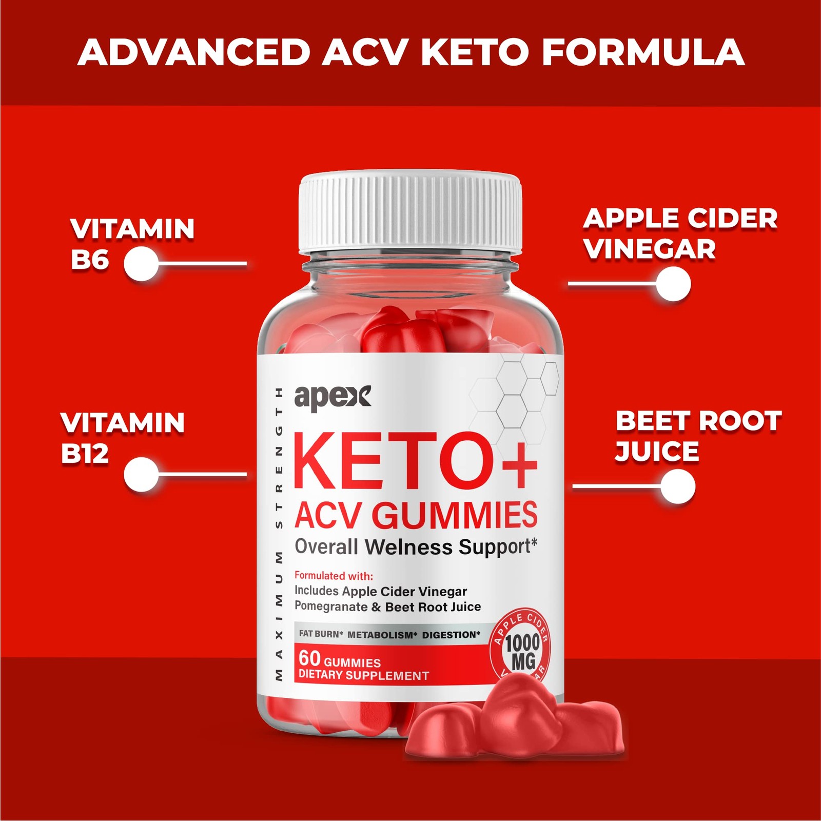 Apex Gummies General Wellness Supplement – 300 Gummies (5 Pack)