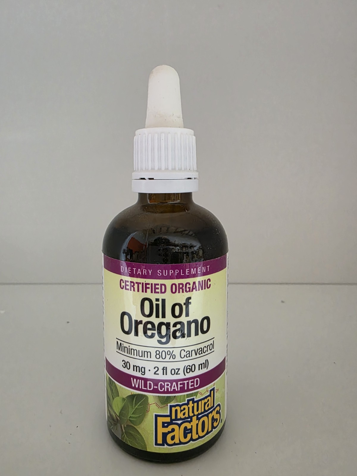 Natural Factors Certified Organic Oil of Oregano 1 fl oz 80% Carvacrol