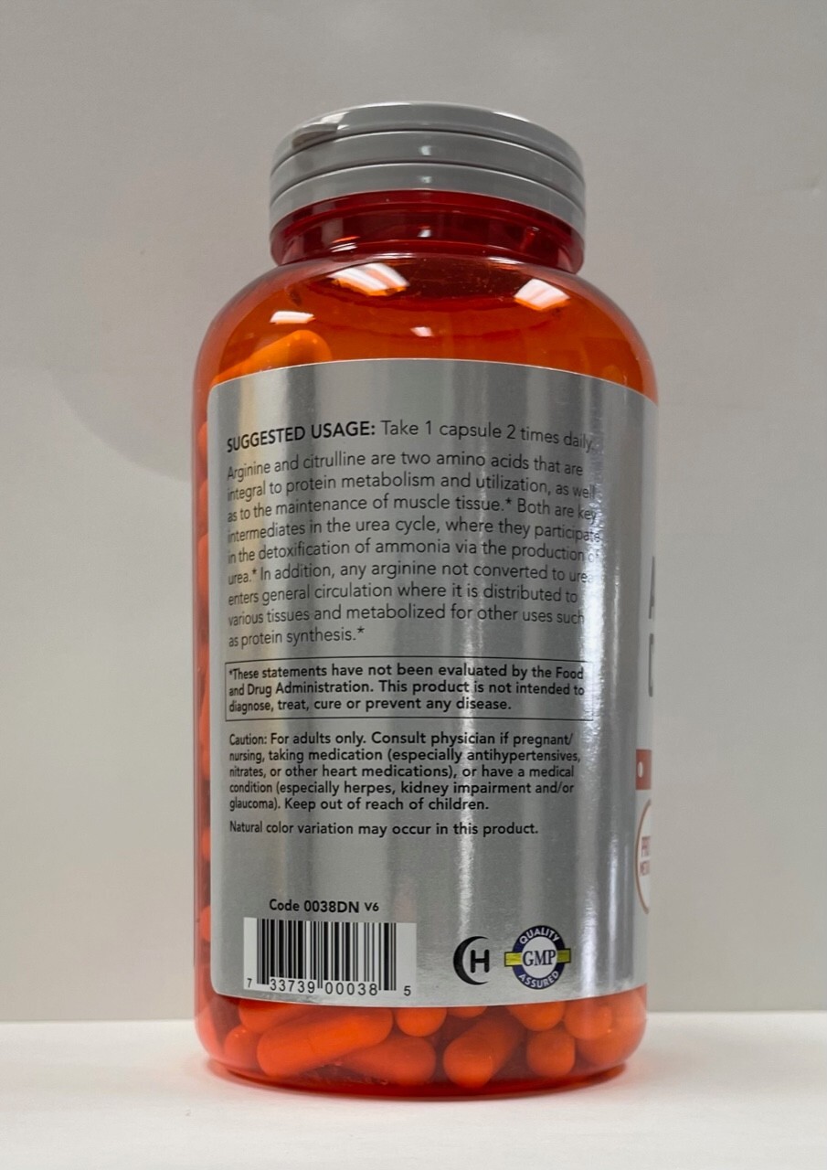NOW FOODS Arginine & Citrulline 500 mg / 250 mg – 240 Veg Capsules