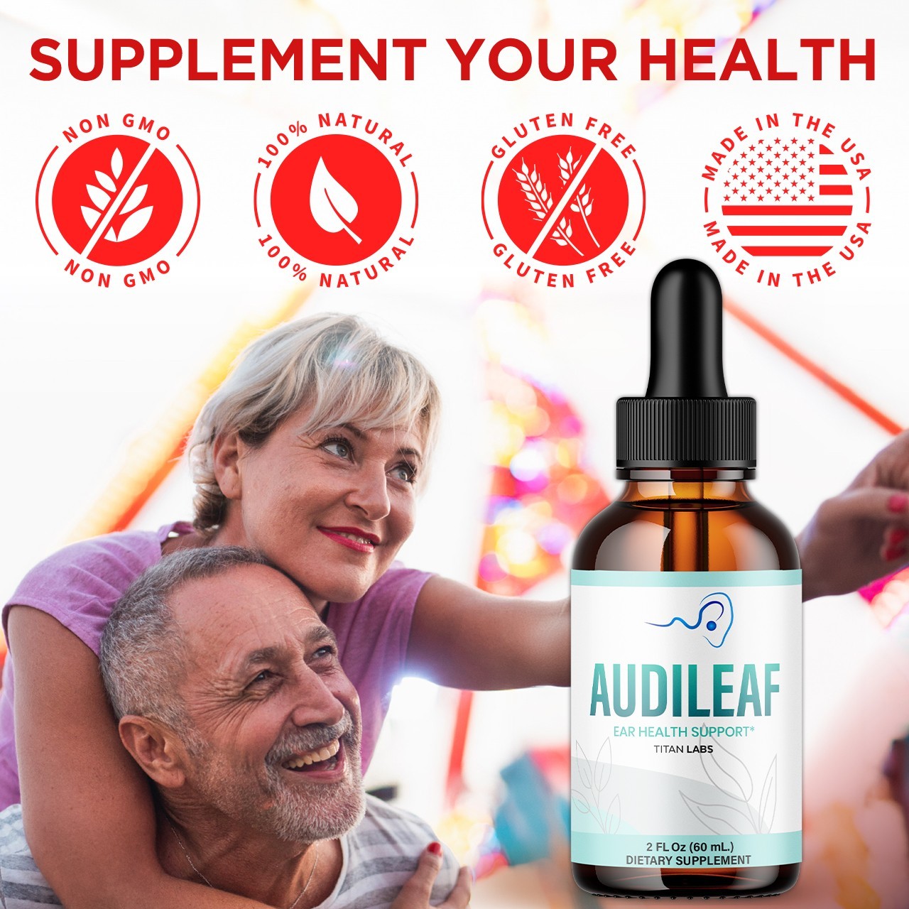 (2 Pack) Audileaf Ear Health Support Drops Natural Audi Leaf Vitamin 60 Servings