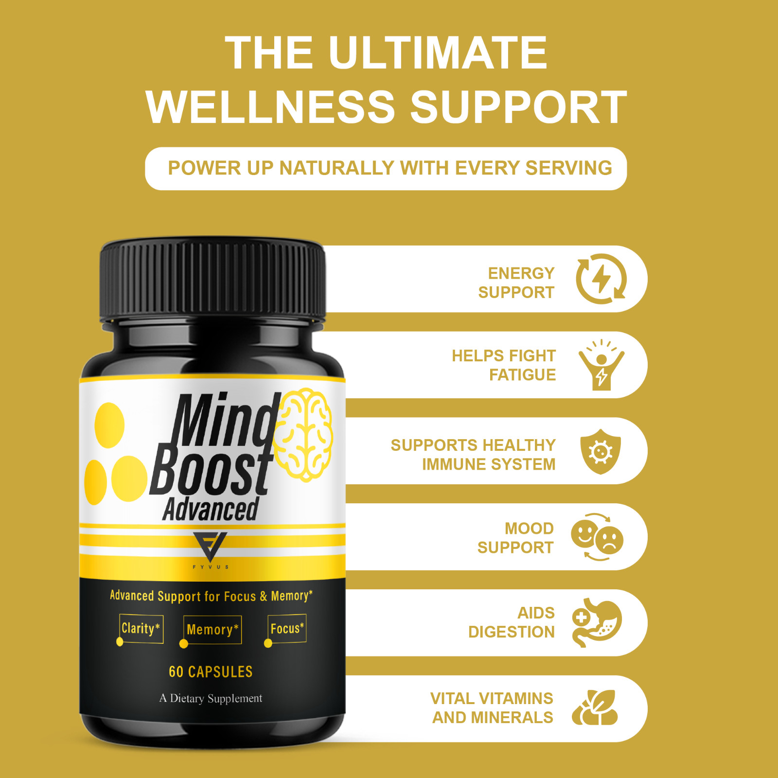 Mind Boost Advanced Premium Nootropic Pills, Mind Boost (60 Capsules)